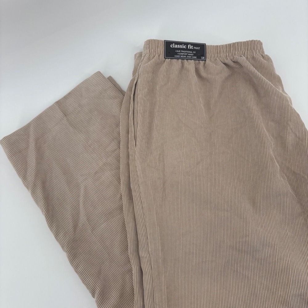 Alfred Dunner Classic‎ Fit Corduroy Pants Size 18W Almond Comfort Waist